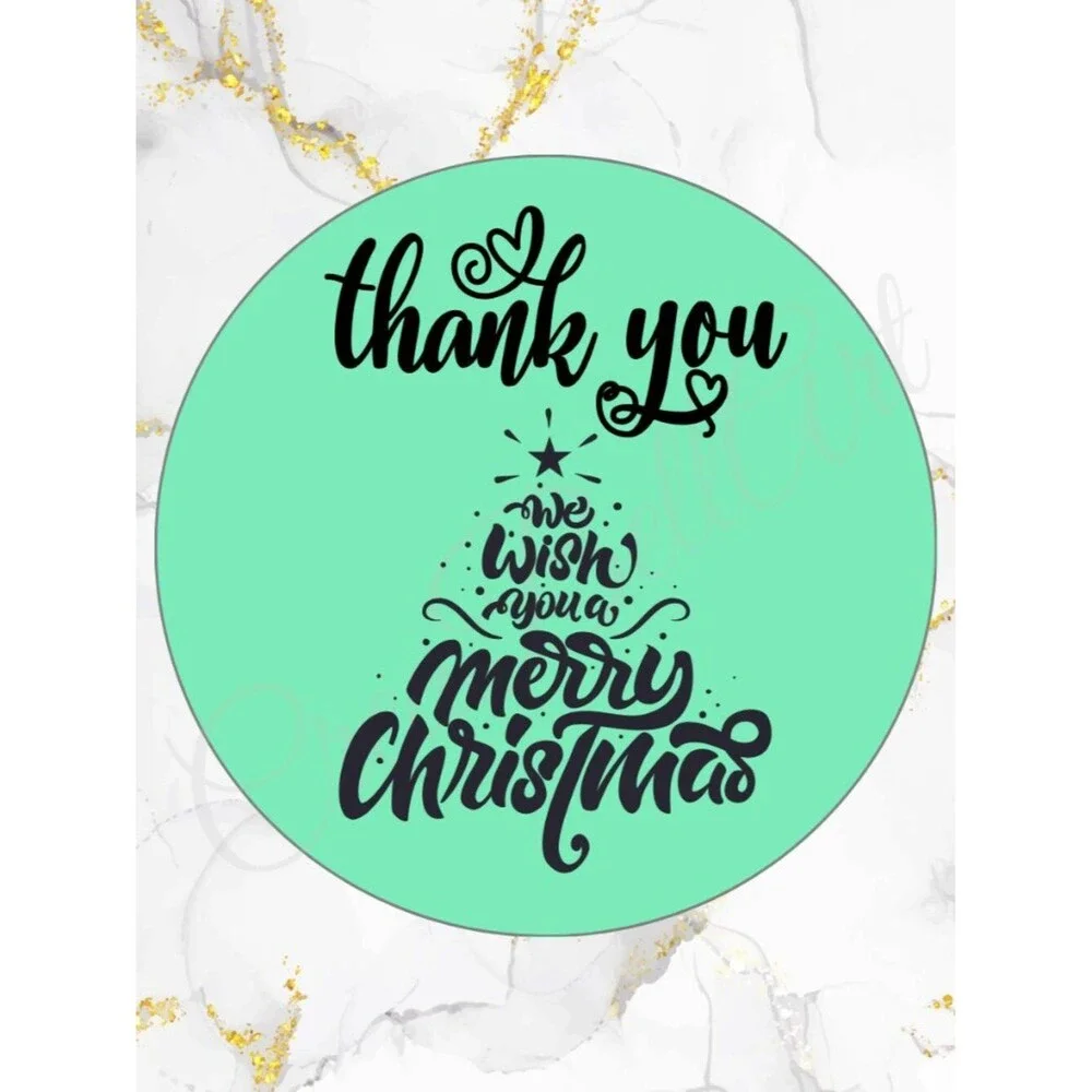 100 Christmas Thank You Stickers –Merry Christmas Tree Design